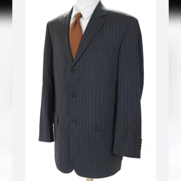 John W Nordstrom 2pc WOOL SUIT pinstripe charcoal gray 44R 38 cy - Picture 1 of 14